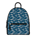 White Shark Pattern Print Leather Backpack