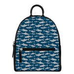 White Shark Pattern Print Leather Backpack