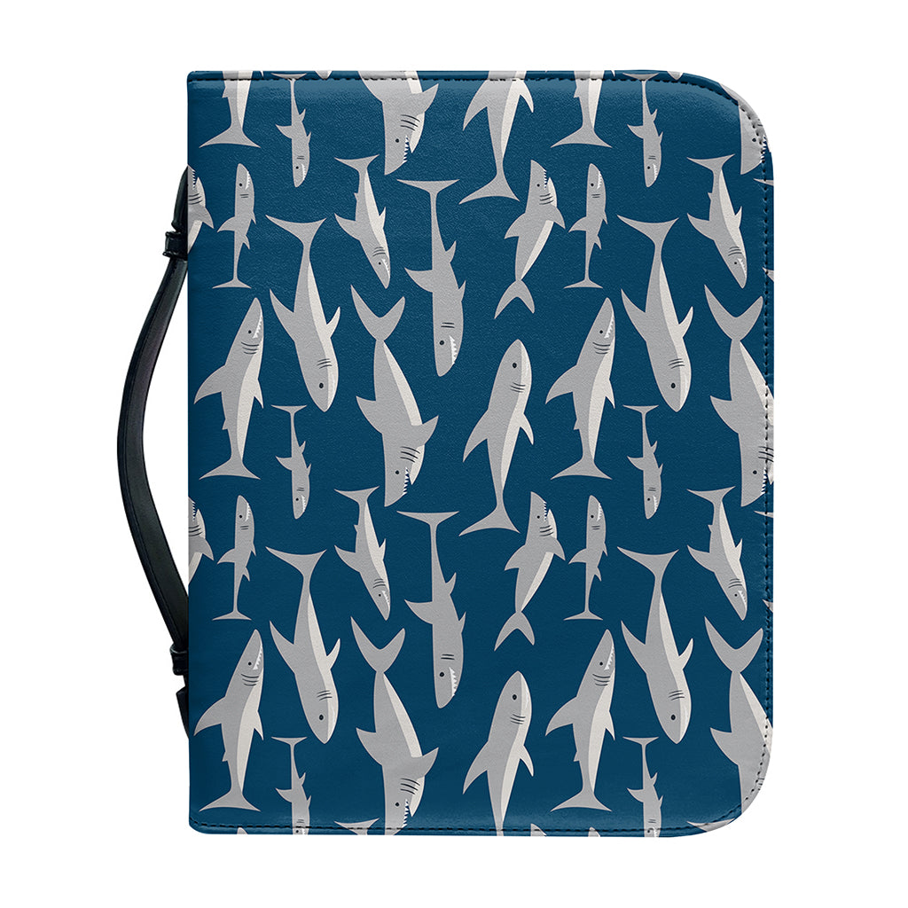 White Shark Pattern Print Leather Bible Cover