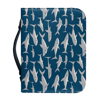 White Shark Pattern Print Leather Bible Cover