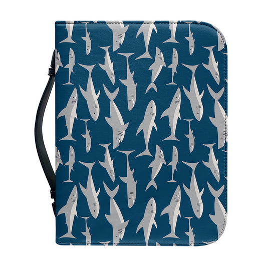 White Shark Pattern Print Leather Bible Cover