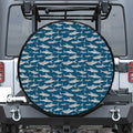 White Shark Pattern Print Leather Spare Tire Cover