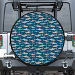 White Shark Pattern Print Leather Spare Tire Cover