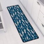White Shark Pattern Print Long Kitchen Mat