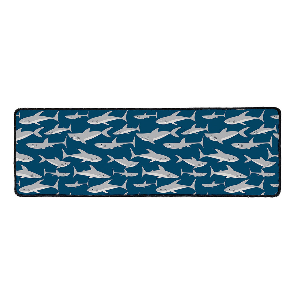 White Shark Pattern Print Long Kitchen Mat