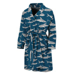 White Shark Pattern Print Men's Bathrobe