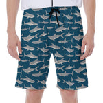 White Shark Pattern Print Men's Beach Shorts