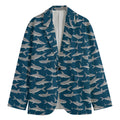 White Shark Pattern Print Men's Blazer