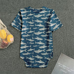 White Shark Pattern Print Men's Bodysuit