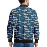 White Shark Pattern Print Men's Bomber Jacket