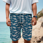 White Shark Pattern Print Men's Cargo Shorts