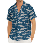 White Shark Pattern Print Men's Deep V-Neck Shirt
