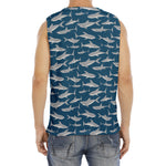 White Shark Pattern Print Men's Fitness Tank Top