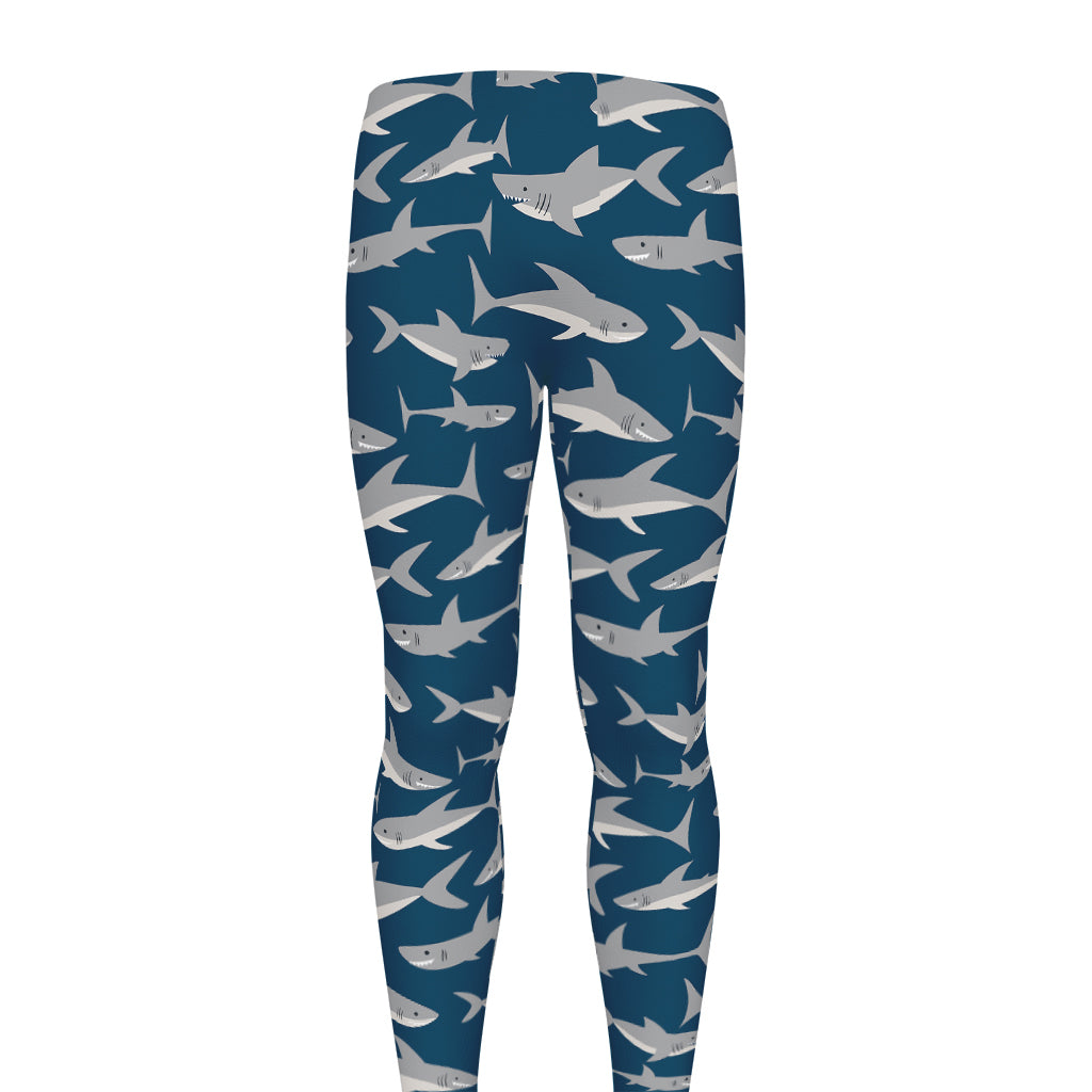 White Shark Pattern Print Men's leggings