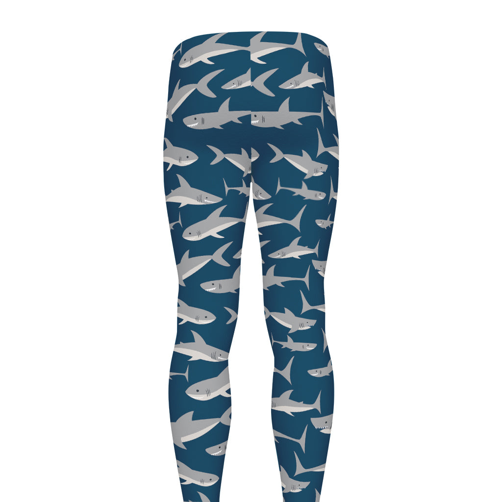 White Shark Pattern Print Men's leggings