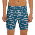 White Shark Pattern Print Men's Long Boxer Briefs