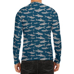 White Shark Pattern Print Men's Long Sleeve Rash Guard