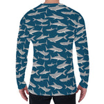 White Shark Pattern Print Men's Long Sleeve T-Shirt
