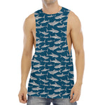 White Shark Pattern Print Men's Muscle Tank Top