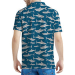 White Shark Pattern Print Men's Polo Shirt
