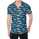 White Shark Pattern Print Men's Shirt