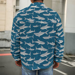 White Shark Pattern Print Men's Shirt Jacket