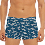 White Shark Pattern Print Men's Short Boxer Briefs