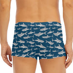 White Shark Pattern Print Men's Short Boxer Briefs