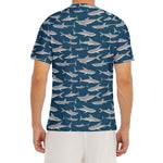 White Shark Pattern Print Men's Short Sleeve Rash Guard