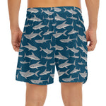 White Shark Pattern Print Men's Split Running Shorts