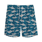 White Shark Pattern Print Men's Sports Shorts