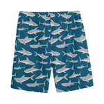 White Shark Pattern Print Men's Sports Shorts