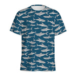 White Shark Pattern Print Men's Sports T-Shirt