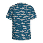 White Shark Pattern Print Men's Sports T-Shirt