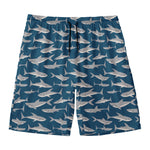 White Shark Pattern Print Men's Swim Trunks