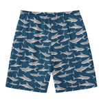 White Shark Pattern Print Men's Swim Trunks