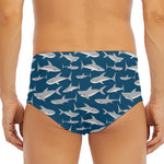 White Shark Pattern Print Men's Triangle Swim Briefs
