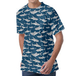 White Shark Pattern Print Men's Velvet T-Shirt
