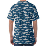 White Shark Pattern Print Men's Velvet T-Shirt