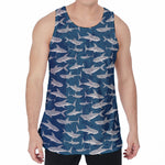 White Shark Pattern Print Men's Velvet Tank Top