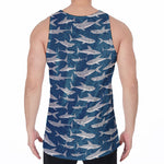 White Shark Pattern Print Men's Velvet Tank Top