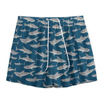 White Shark Pattern Print Mesh Shorts