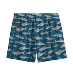 White Shark Pattern Print Mesh Shorts