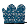 White Shark Pattern Print Oven Mitts