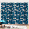 White Shark Pattern Print Pencil Pleat Curtains