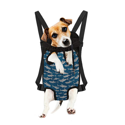 White Shark Pattern Print Pet Carrier Backpack