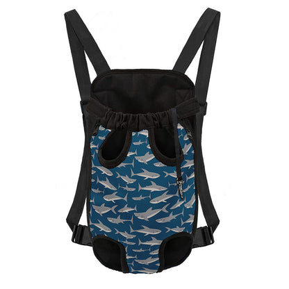 White Shark Pattern Print Pet Carrier Backpack