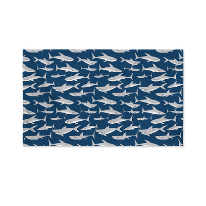 White Shark Pattern Print Polyester Flag