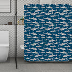 White Shark Pattern Print Polyester Shower Curtain