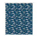 White Shark Pattern Print Polyester Shower Curtain